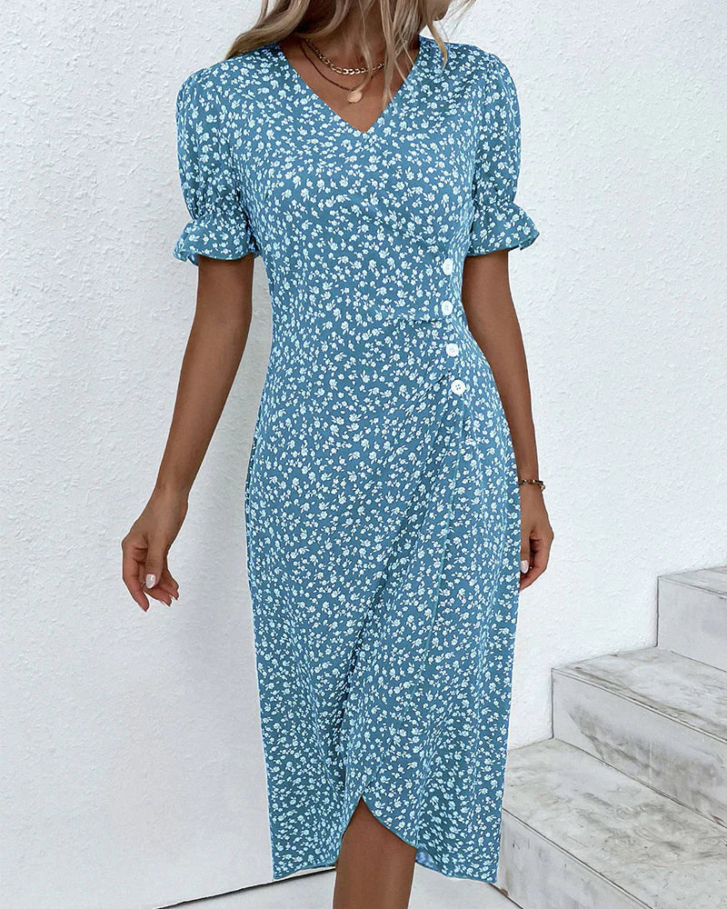 Colette – Robe à fleurs à manches courtes