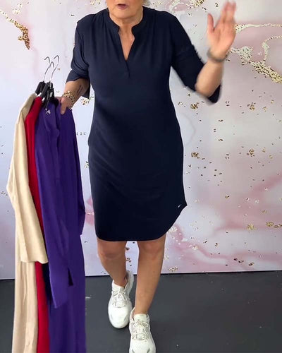 Hanneke™ | Robe Unie avec Décolleté en V