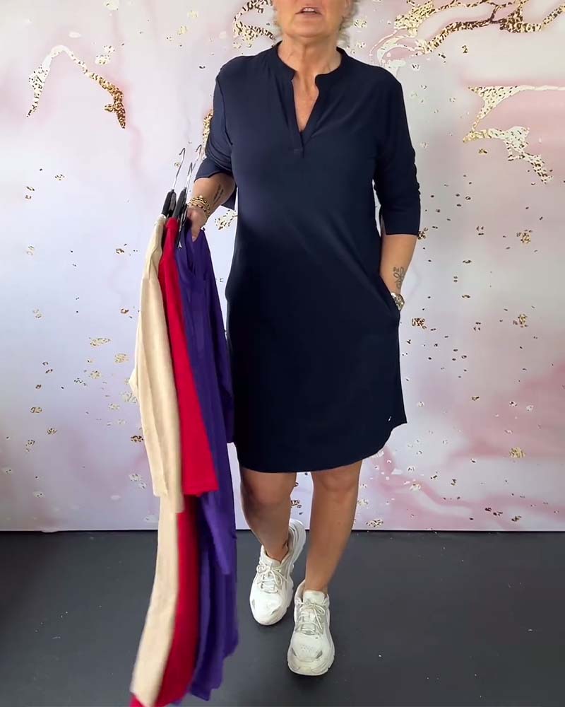 Hanneke™ | Robe Unie avec Décolleté en V